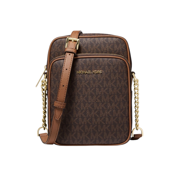 Torebka damska Michael Kors Jet Set Travel Medium Logo Crossbody brązowa