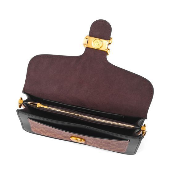 Torba damska sk&oacute;rzana Coach Tabby Shoulder Bag 26 Signature Canvas Tan/Czarny