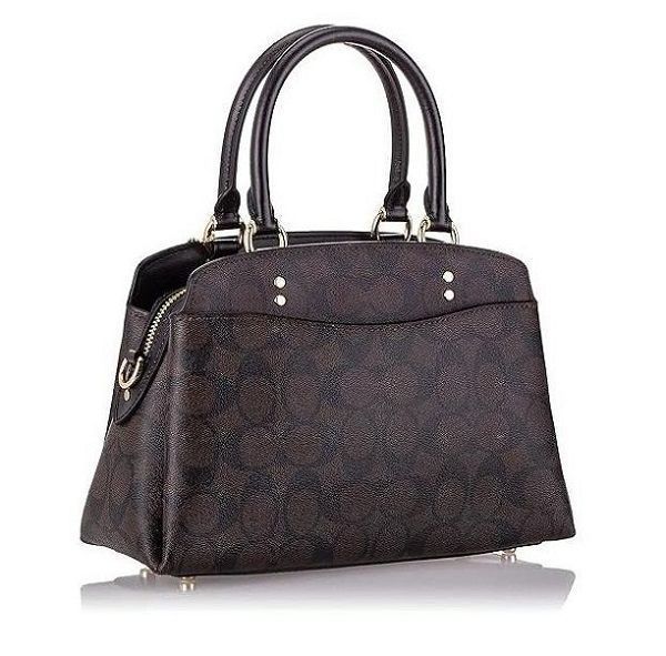 Sk&oacute;rzana torebka Coach Mini Lillie Carryall ciemnobrązowa